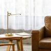 imageGLOBE Electric 52889 West 15quot LED Integrated Desk Lamp Matte Brass 200 Lumens Dimmer Rotary SwitchMatte Brass  West