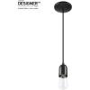 imageGLOBE Electric 60614 1Light Pendant Light Glossy Black Faux Ceramic Socket Designer Black Cloth Hanging Cord E26 Base Socket Kitchen Island Caf Decorative Ceiling Hanging Light FixtureBlack