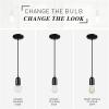 imageGLOBE Electric 60614 1Light Pendant Light Glossy Black Faux Ceramic Socket Designer Black Cloth Hanging Cord E26 Base Socket Kitchen Island Caf Decorative Ceiling Hanging Light FixtureBlack