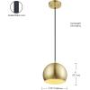 imageGLOBE Electric 60617 Maya 1Light Pendant Light Matte Brass Black Woven Fabric Hanging Cord Bulb Not Included