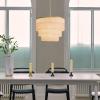 imageGLOBE Electric 61094 3Light Cascading Pendant Light Chrome Accents White ShadesWhite  Fringe