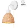 imageGLOBE Electric 65000052 Novogratz x 1Light Wall Sconce Matte Brass Finish Rattan Shade OnOff Pull Chain Switch Wall Lighting Kitchen Sconces Wall Lights for Living Room Home DcorBriar White