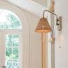 imageGLOBE Electric 65000052 Novogratz x 1Light Wall Sconce Matte Brass Finish Rattan Shade OnOff Pull Chain Switch Wall Lighting Kitchen Sconces Wall Lights for Living Room Home DcorEtienne