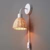 imageGLOBE Electric 65000052 Novogratz x 1Light Wall Sconce Matte Brass Finish Rattan Shade OnOff Pull Chain Switch Wall Lighting Kitchen Sconces Wall Lights for Living Room Home DcorBriar White