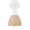 imageGLOBE Electric 65000052 Novogratz x 1Light Wall Sconce Matte Brass Finish Rattan Shade OnOff Pull Chain Switch Wall Lighting Kitchen Sconces Wall Lights for Living Room Home DcorBriar White