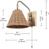 imageGLOBE Electric 65000052 Novogratz x 1Light Wall Sconce Matte Brass Finish Rattan Shade OnOff Pull Chain Switch Wall Lighting Kitchen Sconces Wall Lights for Living Room Home DcorEtienne