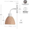 imageGLOBE Electric 65000052 Novogratz x 1Light Wall Sconce Matte Brass Finish Rattan Shade OnOff Pull Chain Switch Wall Lighting Kitchen Sconces Wall Lights for Living Room Home DcorBriar White