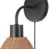 imageGLOBE Electric 65000052 Novogratz x 1Light Wall Sconce Matte Brass Finish Rattan Shade OnOff Pull Chain Switch Wall Lighting Kitchen Sconces Wall Lights for Living Room Home DcorBriar Black