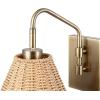 imageGLOBE Electric 65000052 Novogratz x 1Light Wall Sconce Matte Brass Finish Rattan Shade OnOff Pull Chain Switch Wall Lighting Kitchen Sconces Wall Lights for Living Room Home DcorEtienne