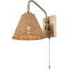 imageGLOBE Electric 65000052 Novogratz x 1Light Wall Sconce Matte Brass Finish Rattan Shade OnOff Pull Chain Switch Wall Lighting Kitchen Sconces Wall Lights for Living Room Home DcorEtienne