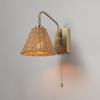 imageGLOBE Electric 65000052 Novogratz x 1Light Wall Sconce Matte Brass Finish Rattan Shade OnOff Pull Chain Switch Wall Lighting Kitchen Sconces Wall Lights for Living Room Home DcorEtienne