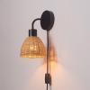 imageGLOBE Electric 65000052 Novogratz x 1Light Wall Sconce Matte Brass Finish Rattan Shade OnOff Pull Chain Switch Wall Lighting Kitchen Sconces Wall Lights for Living Room Home DcorBriar Black