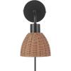 imageGLOBE Electric 65000052 Novogratz x 1Light Wall Sconce Matte Brass Finish Rattan Shade OnOff Pull Chain Switch Wall Lighting Kitchen Sconces Wall Lights for Living Room Home DcorBriar Black