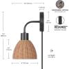imageGLOBE Electric 65000052 Novogratz x 1Light Wall Sconce Matte Brass Finish Rattan Shade OnOff Pull Chain Switch Wall Lighting Kitchen Sconces Wall Lights for Living Room Home DcorBriar Black