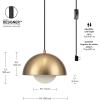imageGLOBE Electric 65826 Hazel 1Light Pendant Lighting Matte Brass Bulb Not IncludedAmelia Brass
