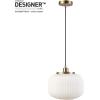 imageGLOBE Electric 65842 1Light Pendant Lighting Matte Brass Frosted Ribbed Glass Shade