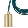 imageGLOBE Electric 69997 Emile 1Light Plugin Exposed Pendant 15ft Teal Cloth Cord inLine OnOff Rocker Switch Brass Socket 180 Bulb Not Included