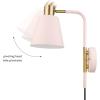 imageGLOBE Electric Cleo 1Light Plugin or Hardwire Wall Sconce Blush Pink Matte Brass Accents Black Cloth Cord Bulb Not Included