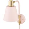 imageGLOBE Electric Cleo 1Light Plugin or Hardwire Wall Sconce Blush Pink Matte Brass Accents Black Cloth Cord Bulb Not Included