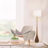 imageGLOBE Electric Novogratz x Harrington 65quot Floor Lamp 2Tone Faux Wood Base White Fabric Shade Socket Rotary Switch 67225Faux Wood