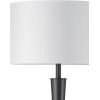 imageGLOBE Electric Novogratz x Harrington 65quot Floor Lamp 2Tone Faux Wood Base White Fabric Shade Socket Rotary Switch 67225Matte Black  White Shade