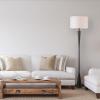 imageGLOBE Electric Novogratz x Harrington 65quot Floor Lamp 2Tone Faux Wood Base White Fabric Shade Socket Rotary Switch 67225Matte Black  White Shade