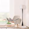 imageGLOBE Electric Novogratz x Harrington 65quot Floor Lamp 2Tone Faux Wood Base White Fabric Shade Socket Rotary Switch 67225Matte Black  White Shade