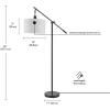 imageGLOBE Electric Novogratz x Harrington 65quot Floor Lamp 2Tone Faux Wood Base White Fabric Shade Socket Rotary Switch 67225Matte Black