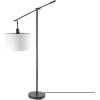imageGLOBE Electric Novogratz x Harrington 65quot Floor Lamp 2Tone Faux Wood Base White Fabric Shade Socket Rotary Switch 67225Matte Black