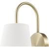 imageGLOBE Electric x Novogratz 65000053 1Light Hardwire or Plugin Wall Sconce Matte Brass White Textured Shade Arched Arm Lighting Home Decor Lights for Bedroom Plug in