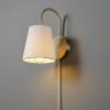imageGLOBE Electric x Novogratz 65000053 1Light Hardwire or Plugin Wall Sconce Matte Brass White Textured Shade Arched Arm Lighting Home Decor Lights for Bedroom Plug in