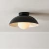 imageGLOBE Novogratz x Electric 66000085 Novogratz x 2Light Matte Brass Flush Mount Ceiling Light with OffWhite Pleated Fabric ShadeBlack  Bronze Trim