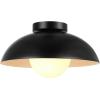imageGLOBE Novogratz x Electric 66000085 Novogratz x 2Light Matte Brass Flush Mount Ceiling Light with OffWhite Pleated Fabric ShadeBlack  Bronze Trim