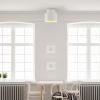 imageGLOBE Novogratz x Electric 66000085 Novogratz x 2Light Matte Brass Flush Mount Ceiling Light with OffWhite Pleated Fabric ShadeFauxCeramic Shade  White
