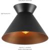 imageGLOBE Novogratz x Electric 66000085 Novogratz x 2Light Matte Brass Flush Mount Ceiling Light with OffWhite Pleated Fabric ShadeMatte Black  Bronze Trim