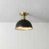 imageGLOBE Novogratz x Electric 66000085 Novogratz x 2Light Matte Brass Flush Mount Ceiling Light with OffWhite Pleated Fabric ShadeMatte Black