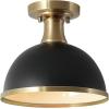 imageGLOBE Novogratz x Electric 66000085 Novogratz x 2Light Matte Brass Flush Mount Ceiling Light with OffWhite Pleated Fabric ShadeMatte Black