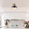 imageGLOBE Novogratz x Electric 66000085 Novogratz x 2Light Matte Brass Flush Mount Ceiling Light with OffWhite Pleated Fabric ShadeMatte Black