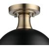 imageGLOBE Novogratz x Electric 66000085 Novogratz x 2Light Matte Brass Flush Mount Ceiling Light with OffWhite Pleated Fabric ShadeMatte Black