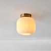 imageGLOBE Novogratz x Electric 66000085 Novogratz x 2Light Matte Brass Flush Mount Ceiling Light with OffWhite Pleated Fabric ShadeMatte Brass  Ribbed Shade
