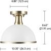 imageGLOBE Novogratz x Electric 66000085 Novogratz x 2Light Matte Brass Flush Mount Ceiling Light with OffWhite Pleated Fabric ShadeMatte White  Frosted Shade