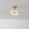 imageGLOBE Novogratz x Electric 66000085 Novogratz x 2Light Matte Brass Flush Mount Ceiling Light with OffWhite Pleated Fabric ShadeMatte White  Frosted Shade