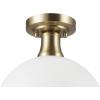 imageGLOBE Novogratz x Electric 66000085 Novogratz x 2Light Matte Brass Flush Mount Ceiling Light with OffWhite Pleated Fabric ShadeMatte White  Frosted Shade