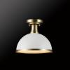 imageGLOBE Novogratz x Electric 66000085 Novogratz x 2Light Matte Brass Flush Mount Ceiling Light with OffWhite Pleated Fabric ShadeMatte White  Frosted Shade