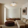 imageGLOBE Novogratz x Electric 66000085 Novogratz x 2Light Matte Brass Flush Mount Ceiling Light with OffWhite Pleated Fabric ShadeMatte White  Opal Shade