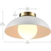 imageGLOBE Novogratz x Electric 66000085 Novogratz x 2Light Matte Brass Flush Mount Ceiling Light with OffWhite Pleated Fabric ShadeMatte White  Opal Shade
