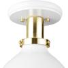 imageGLOBE Novogratz x Electric 66000085 Novogratz x 2Light Matte Brass Flush Mount Ceiling Light with OffWhite Pleated Fabric ShadeMatte White