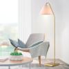imageGlobe 61000150 60quot Floor Lamp Antique Brass Finish Beige Fabric Shade MidCentury Modern Standing Lamp E26 Base Sustainable Design for Living Rooms and BedroomsMatte Brass  OffWhite Fabric Shade