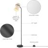imageGlobe 61000150 60quot Floor Lamp Antique Brass Finish Beige Fabric Shade MidCentury Modern Standing Lamp E26 Base Sustainable Design for Living Rooms and BedroomsMatte Black  White Fabric Shade