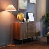 imageGlobe 61000150 60quot Floor Lamp Antique Brass Finish Beige Fabric Shade MidCentury Modern Standing Lamp E26 Base Sustainable Design for Living Rooms and BedroomsWood Toned